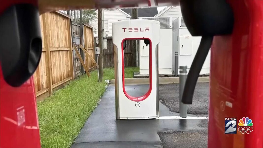 Damaged Tesla Superchargers